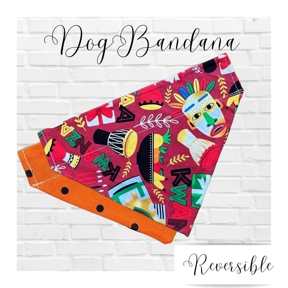 New Kwanza Handmade Reversible Over Collar Dog Bandana XS SM M La…